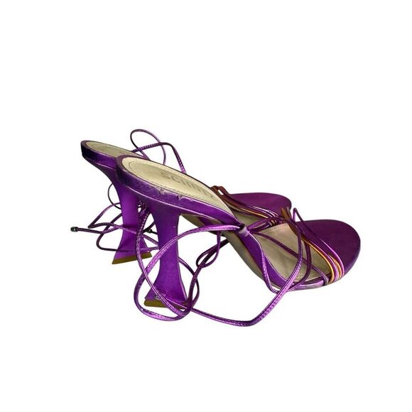 Schutz Arceli Violet Metallic Patent Leather Strappy Sandals Size 9B - Picture 9 of 12